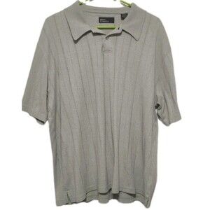 Marc Edwards Mens Polo Large Green Short Sleeve Button Casual Collared Top